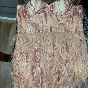 Elegant Sequin and Feather Dress